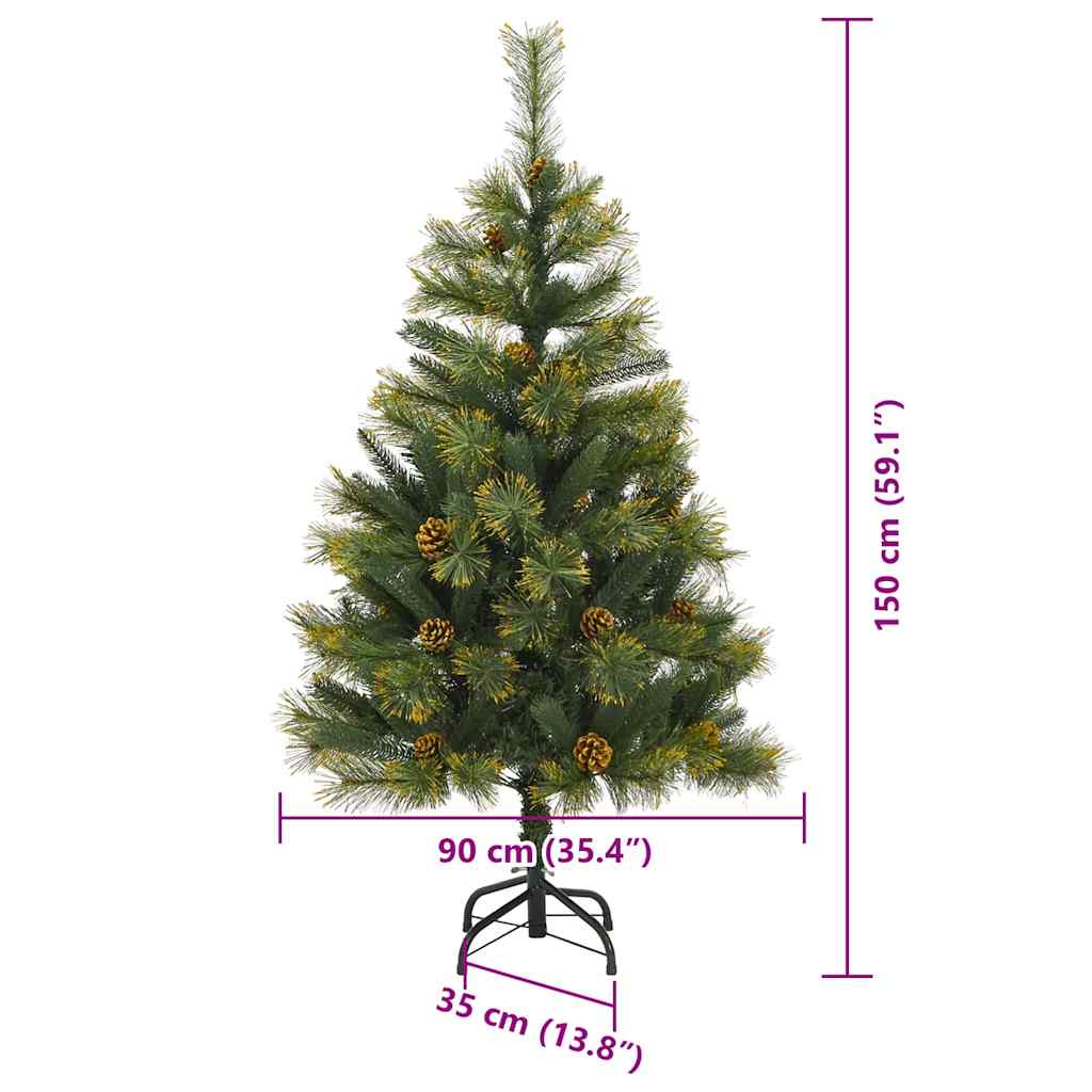 Albero di Natale artificiale pieghevole con coni Verde 150 cm