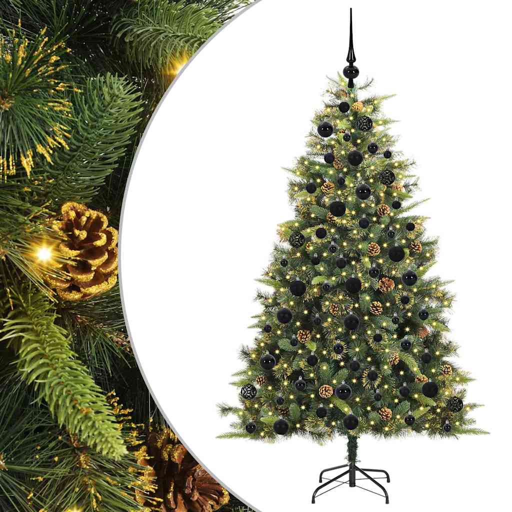 Albero di Natale artificiale pieghevole con coni Verde 180 cm