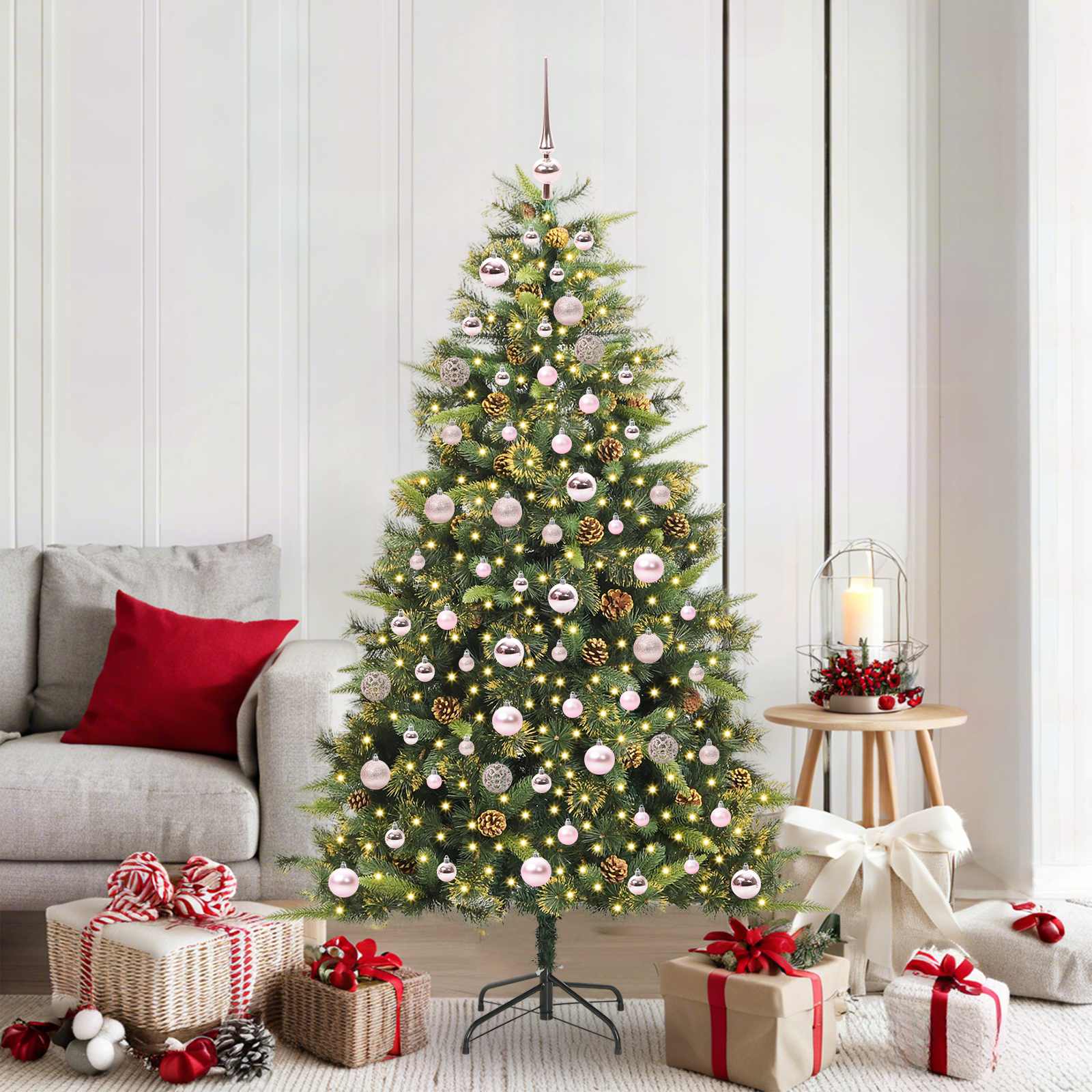 Albero di Natale artificiale pieghevole con coni Verde 180 cm
