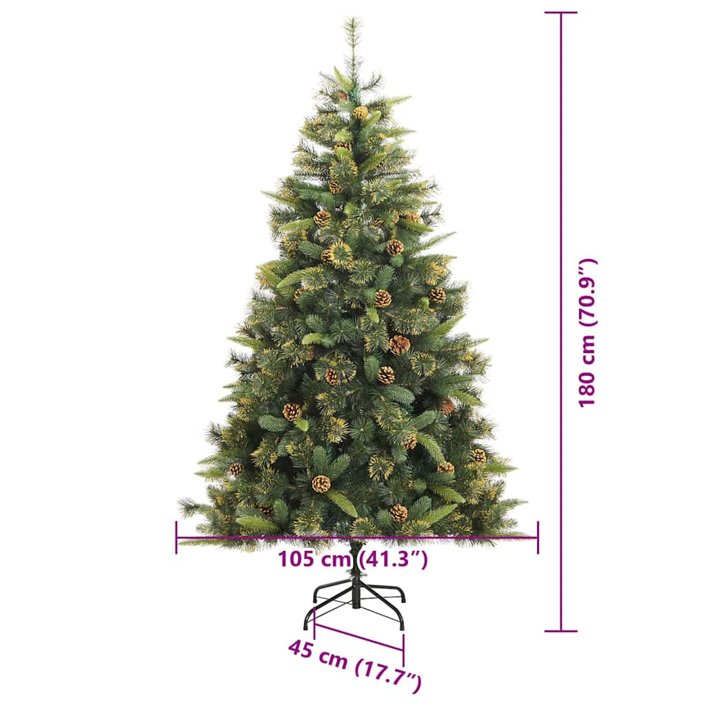 Albero di Natale artificiale pieghevole con coni Verde 180 cm