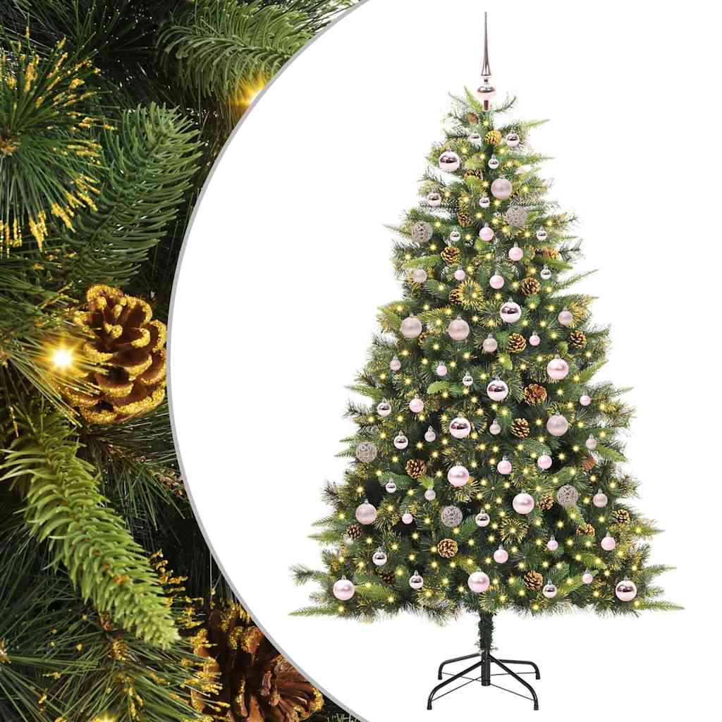 Albero di Natale artificiale pieghevole con coni Verde 180 cm