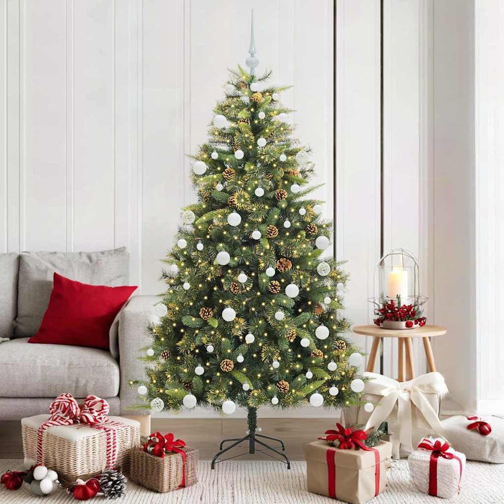 Albero di Natale artificiale pieghevole con coni Verde 180 cm