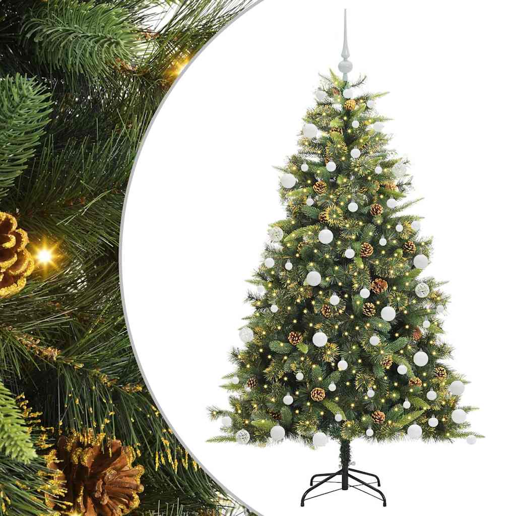 Albero di Natale artificiale pieghevole con coni Verde 180 cm