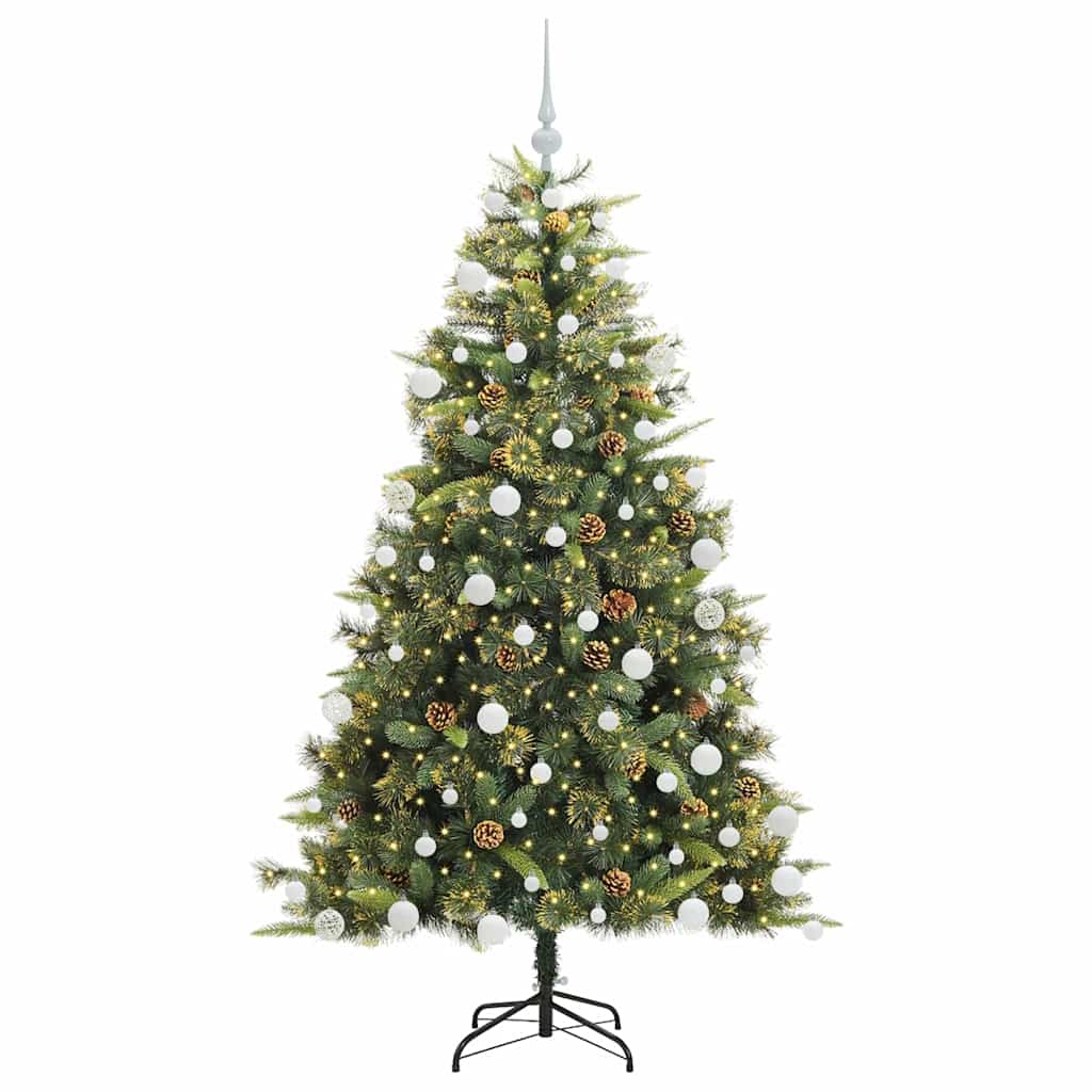 Albero di Natale artificiale pieghevole con coni Verde 180 cm