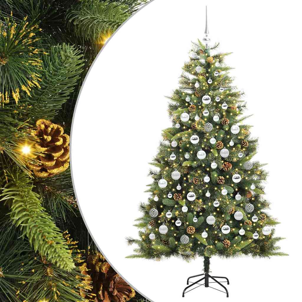Albero di Natale artificiale pieghevole con coni Verde 180 cm