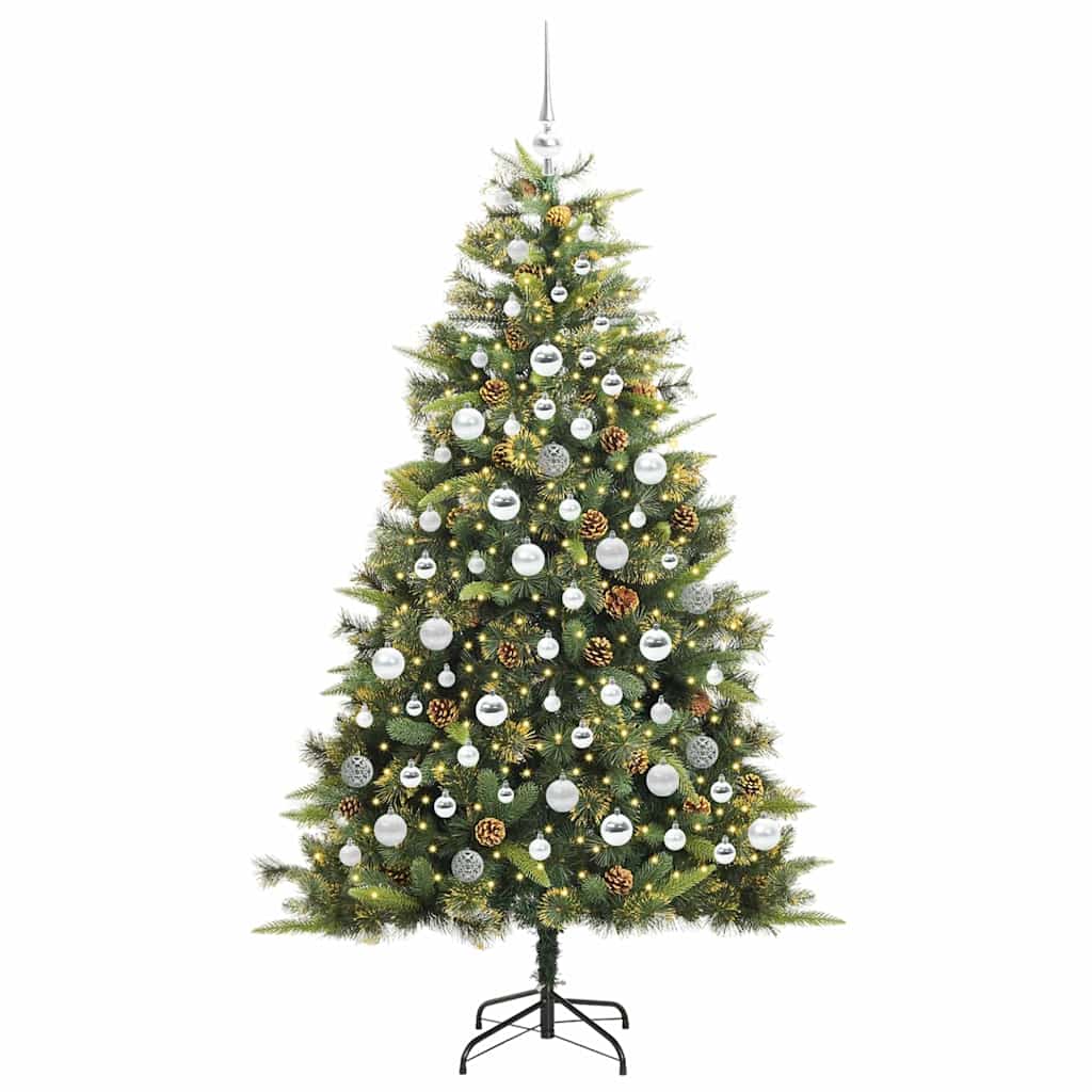 Albero di Natale artificiale pieghevole con coni Verde 180 cm
