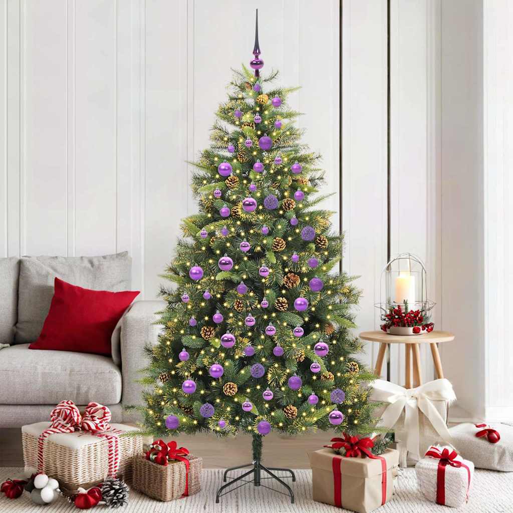 Albero di Natale artificiale pieghevole con coni 300 LED Verde