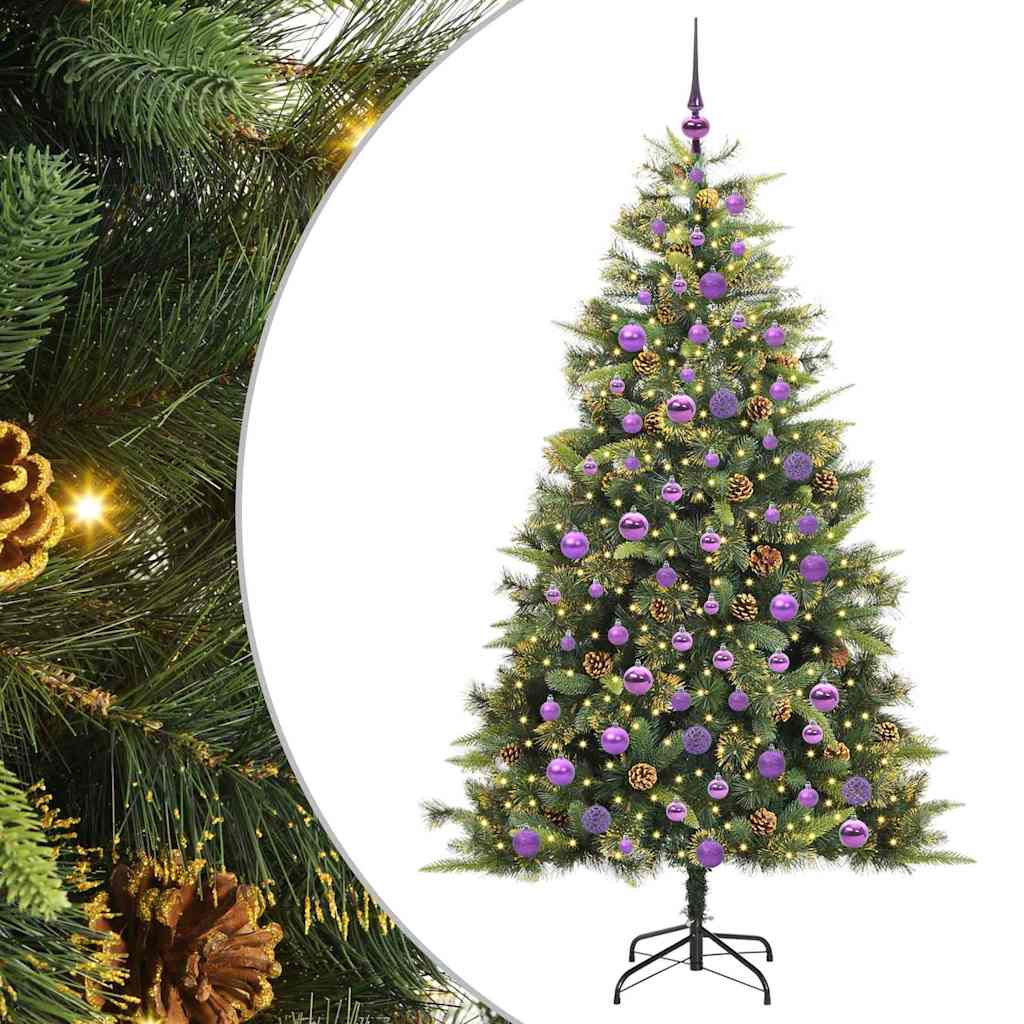 Albero di Natale artificiale pieghevole con coni 300 LED Verde
