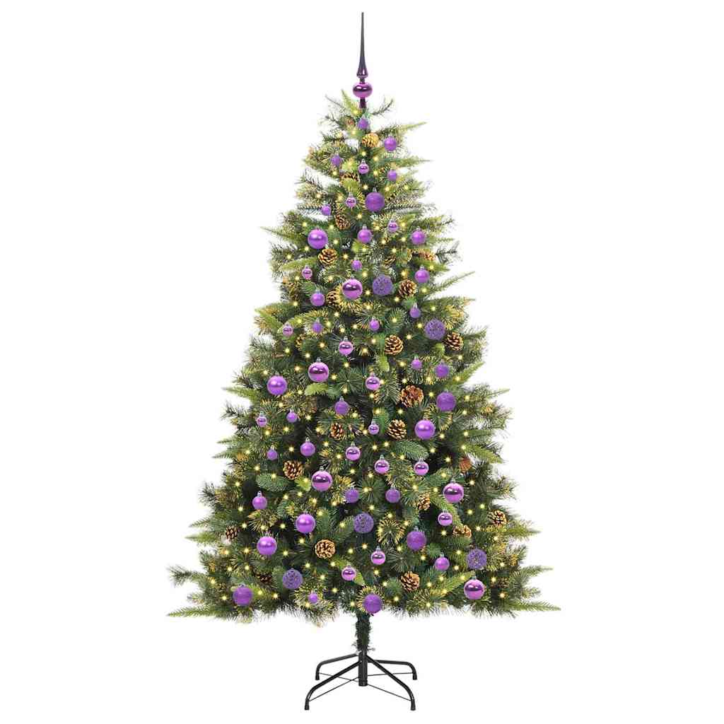 Albero di Natale artificiale pieghevole con coni 300 LED Verde