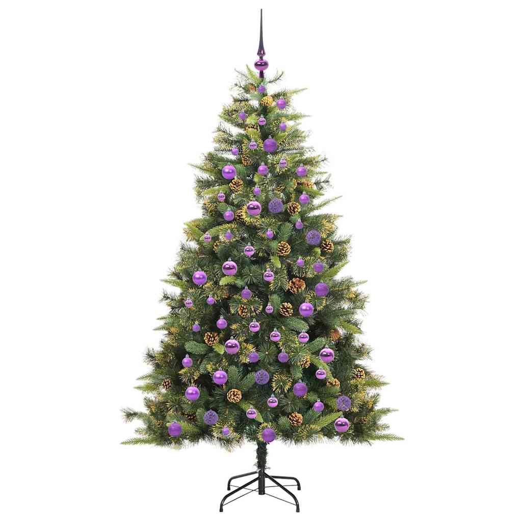 Albero di Natale artificiale pieghevole con coni 300 LED Verde