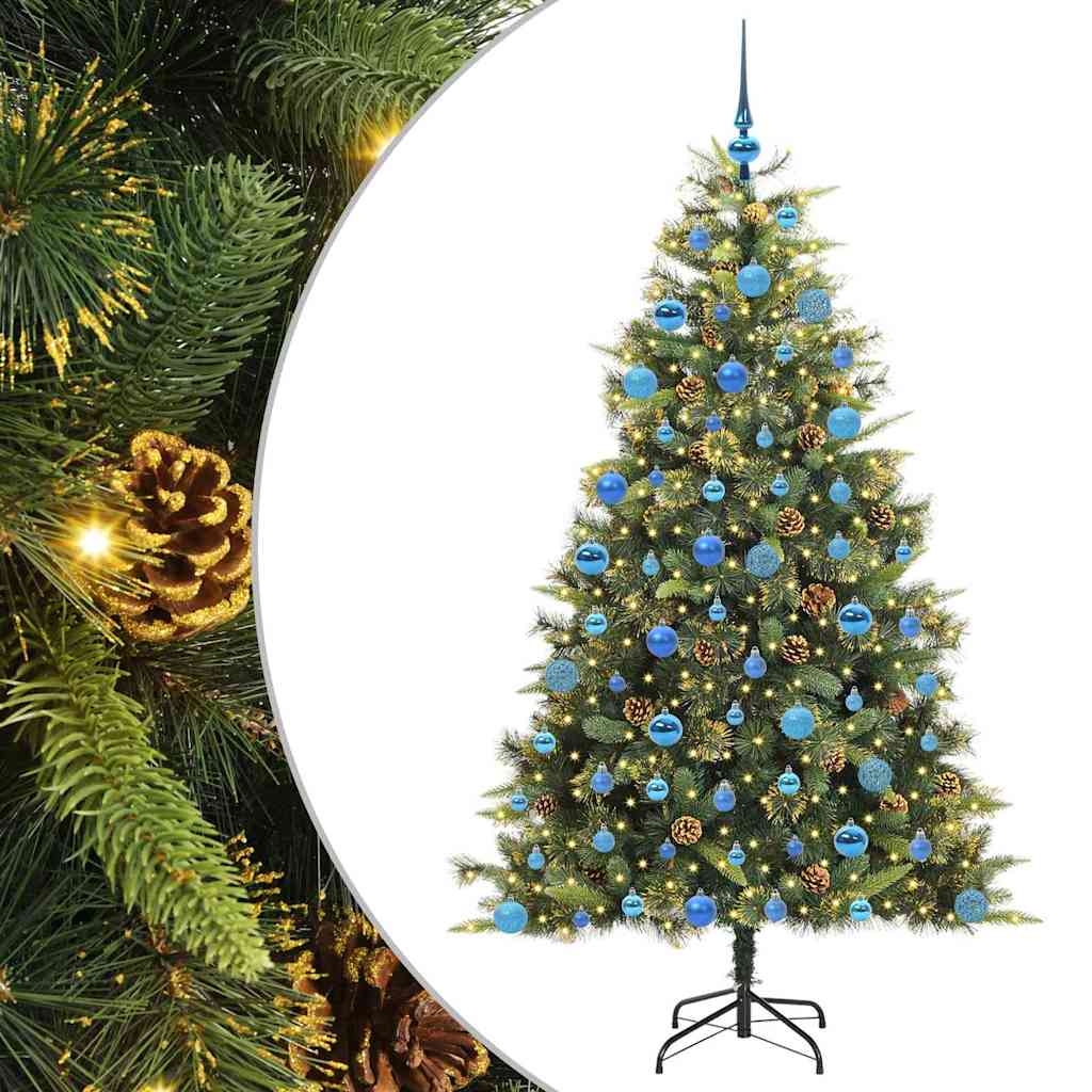 Albero di Natale artificiale pieghevole con coni Verde 180 cm