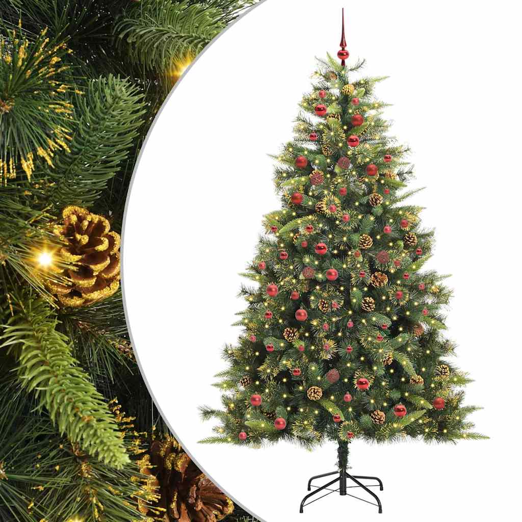 Albero di Natale artificiale pieghevole con coni Verde 210 cm