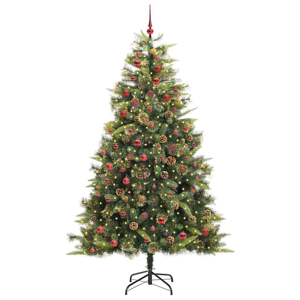 Albero di Natale artificiale pieghevole con coni Verde 210 cm