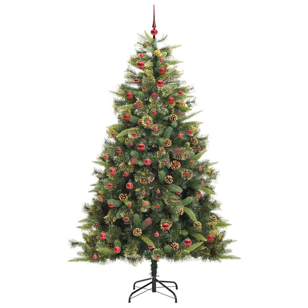 Albero di Natale artificiale pieghevole con coni Verde 210 cm