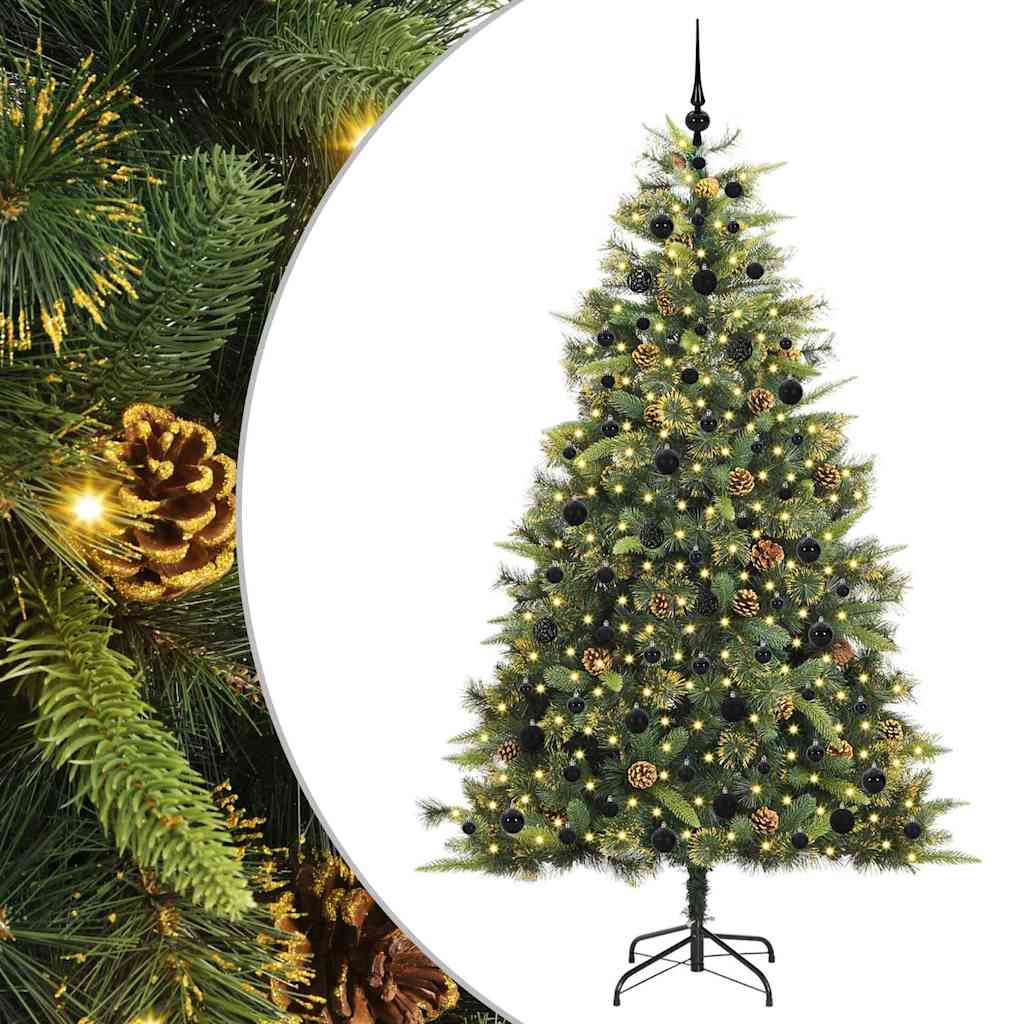 Albero di Natale artificiale pieghevole con coni Verde 210 cm