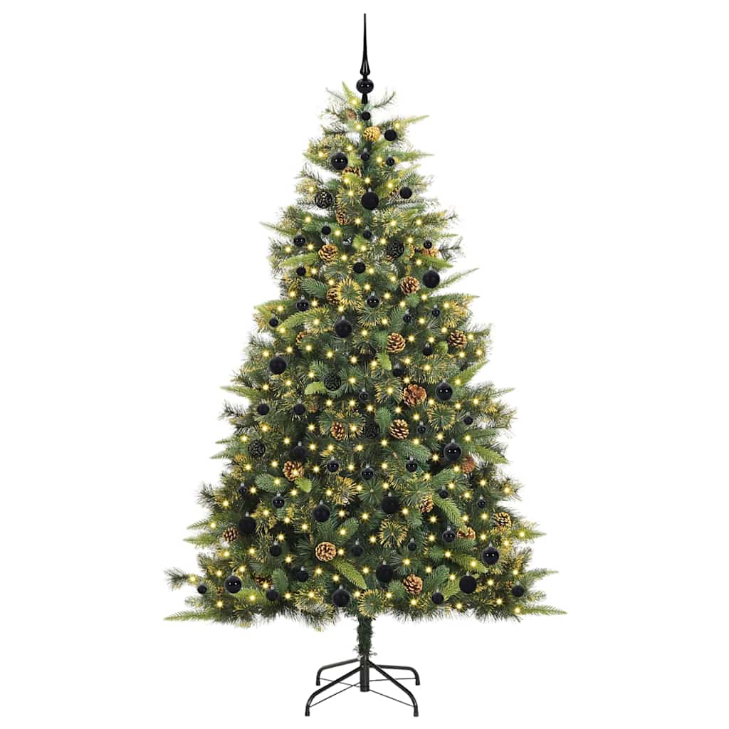 Albero di Natale artificiale pieghevole con coni Verde 210 cm