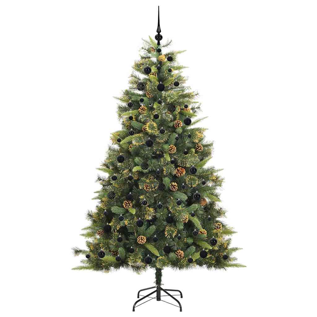Albero di Natale artificiale pieghevole con coni Verde 210 cm