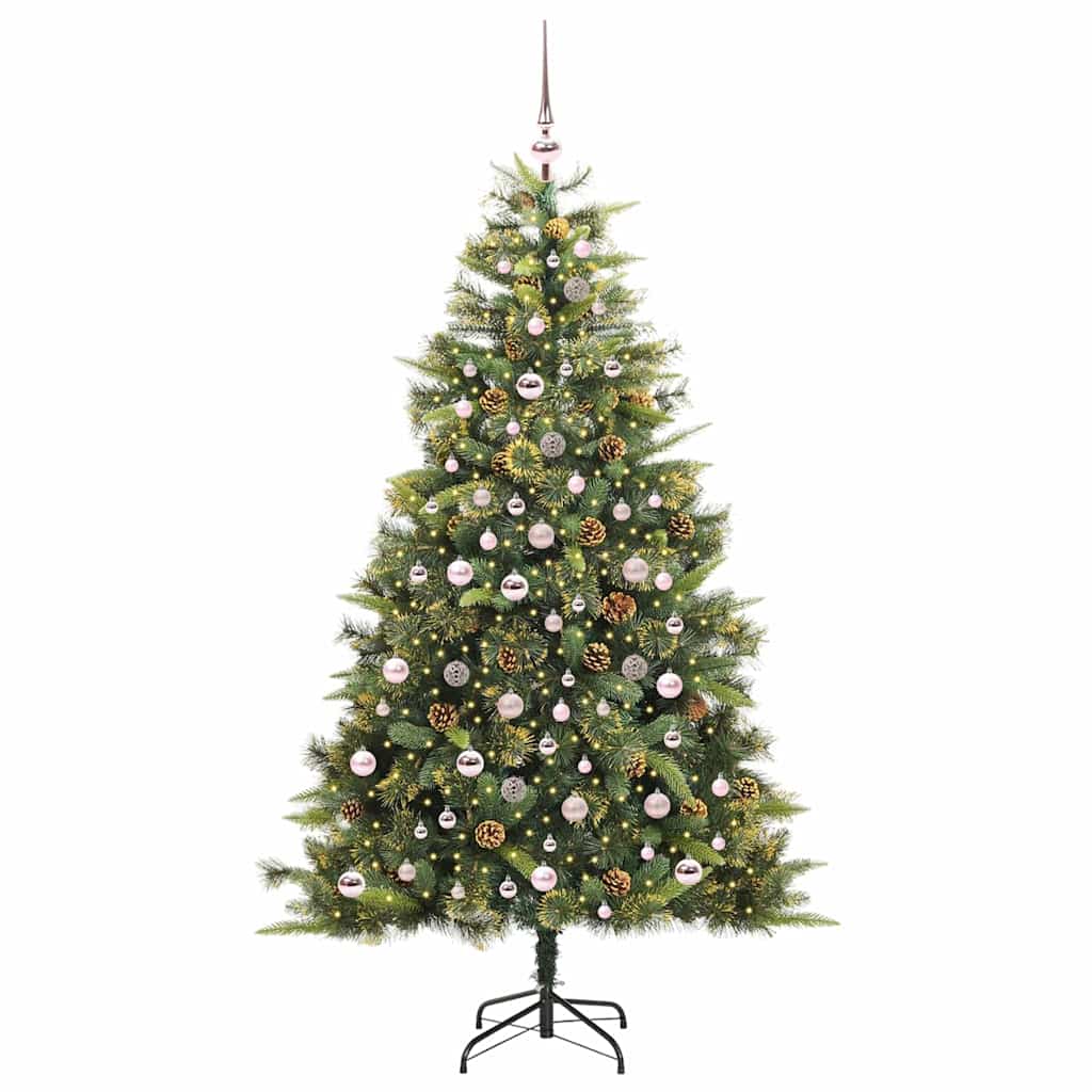 Albero di Natale artificiale pieghevole con coni Verde 210 cm