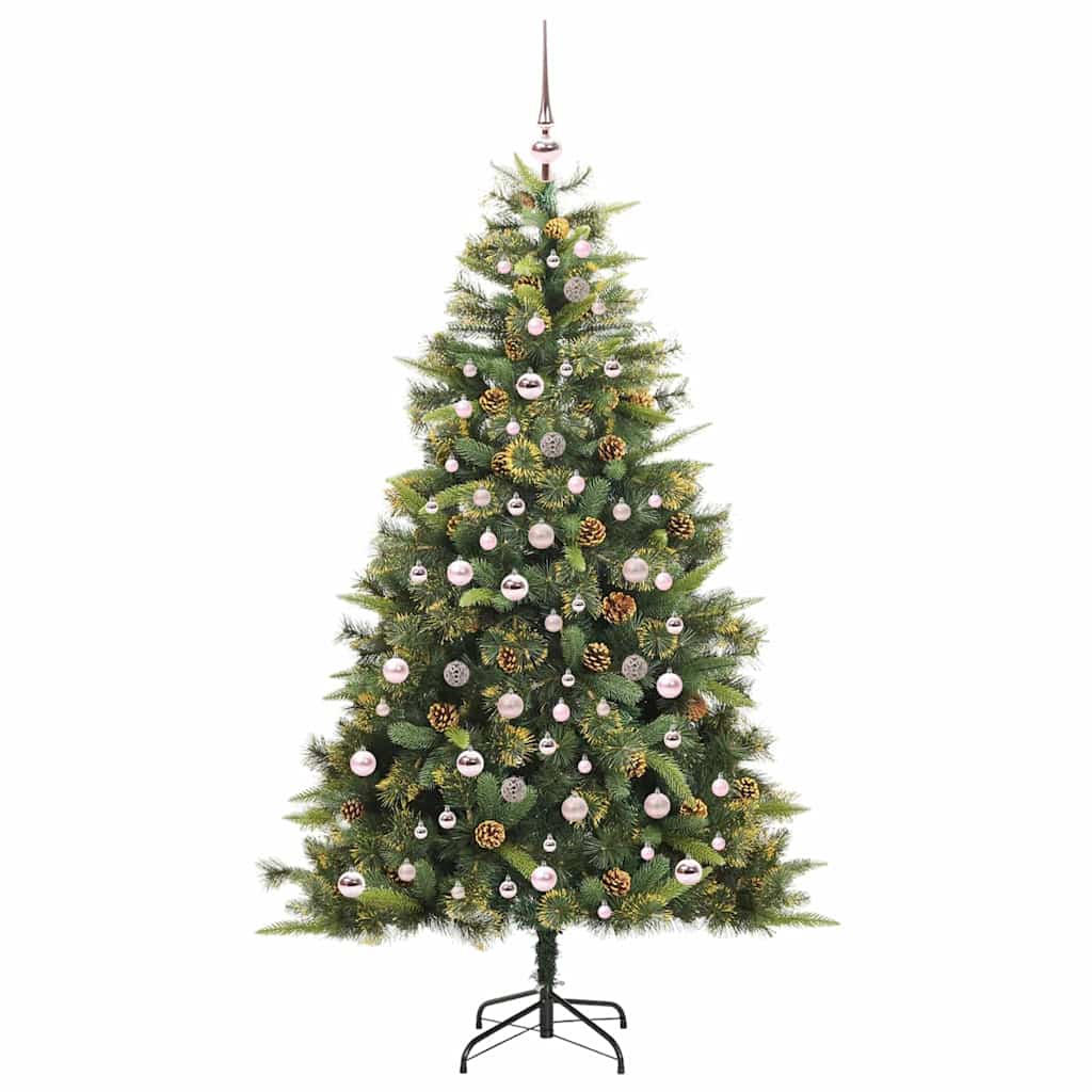 Albero di Natale artificiale pieghevole con coni Verde 210 cm