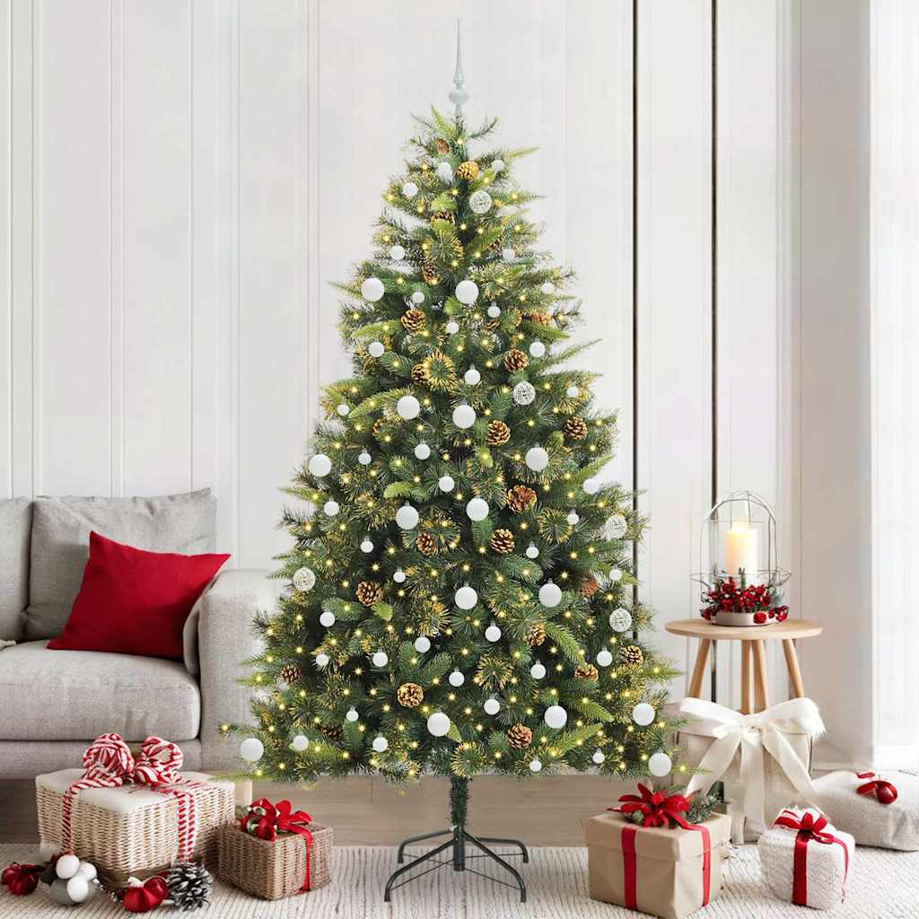 Albero di Natale artificiale pieghevole con coni Verde 210 cm