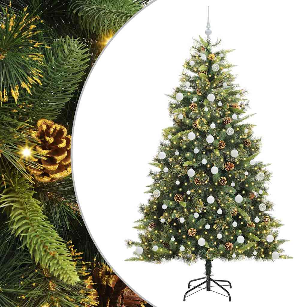 Albero di Natale artificiale pieghevole con coni Verde 210 cm