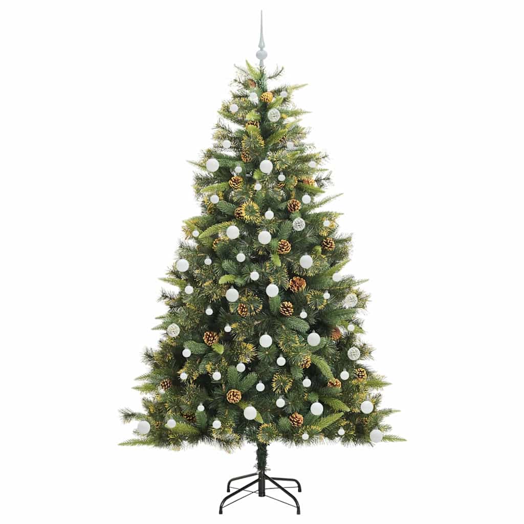 Albero di Natale artificiale pieghevole con coni Verde 210 cm