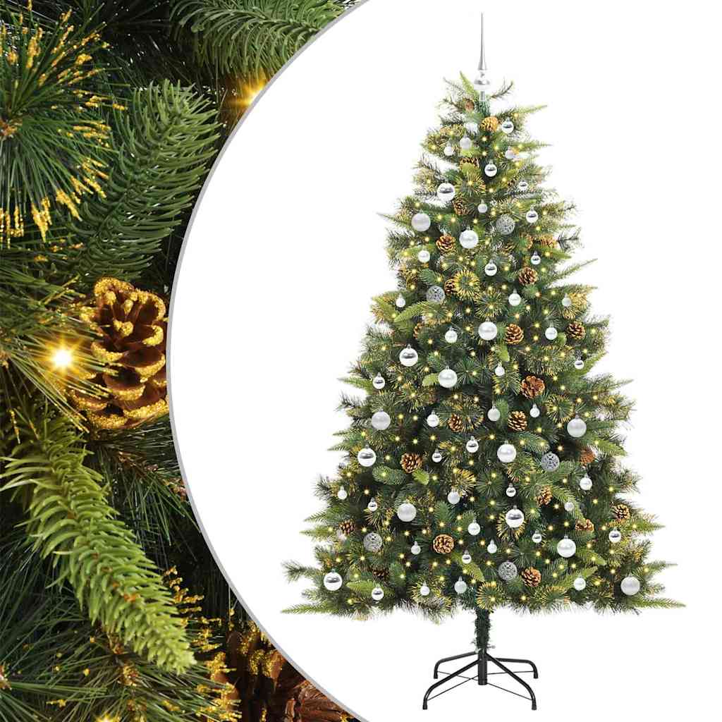 Albero di Natale artificiale pieghevole con coni Verde 210 cm