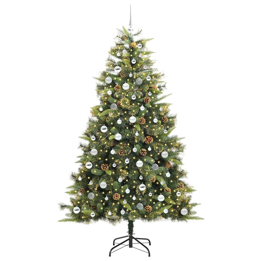 Albero di Natale artificiale pieghevole con coni Verde 210 cm
