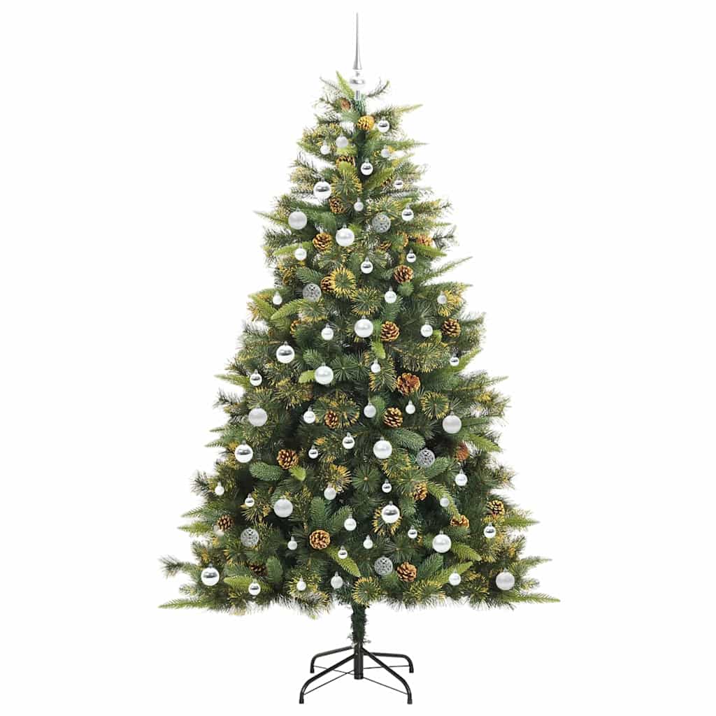 Albero di Natale artificiale pieghevole con coni Verde 210 cm