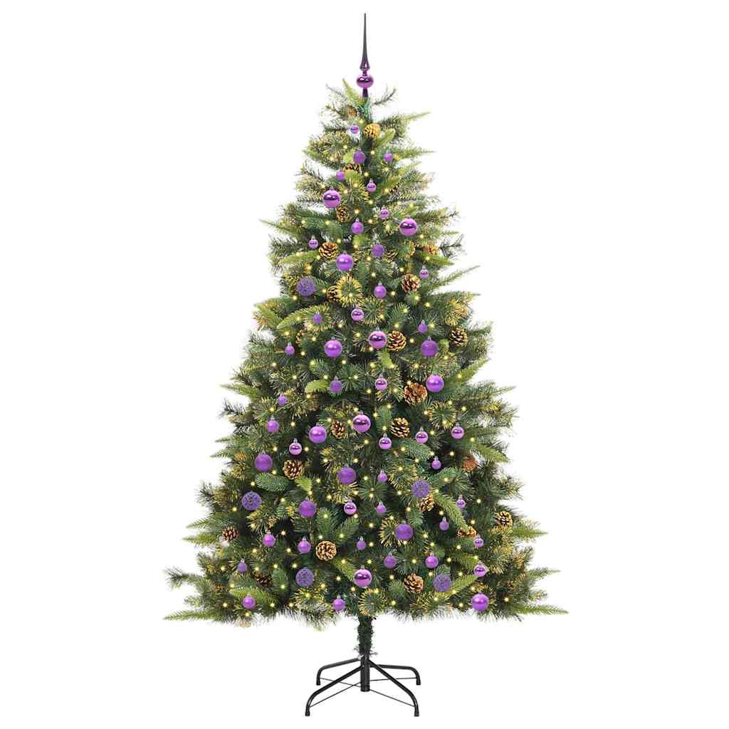 Albero di Natale artificiale pieghevole con coni Verde 210 cm