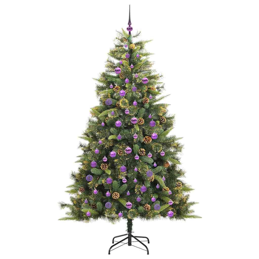 Albero di Natale artificiale pieghevole con coni Verde 210 cm