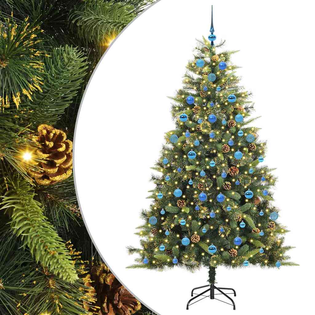 Albero di Natale artificiale pieghevole con coni Verde 210 cm