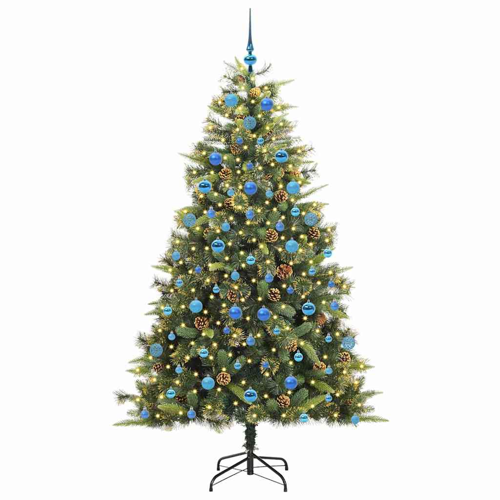 Albero di Natale artificiale pieghevole con coni Verde 210 cm