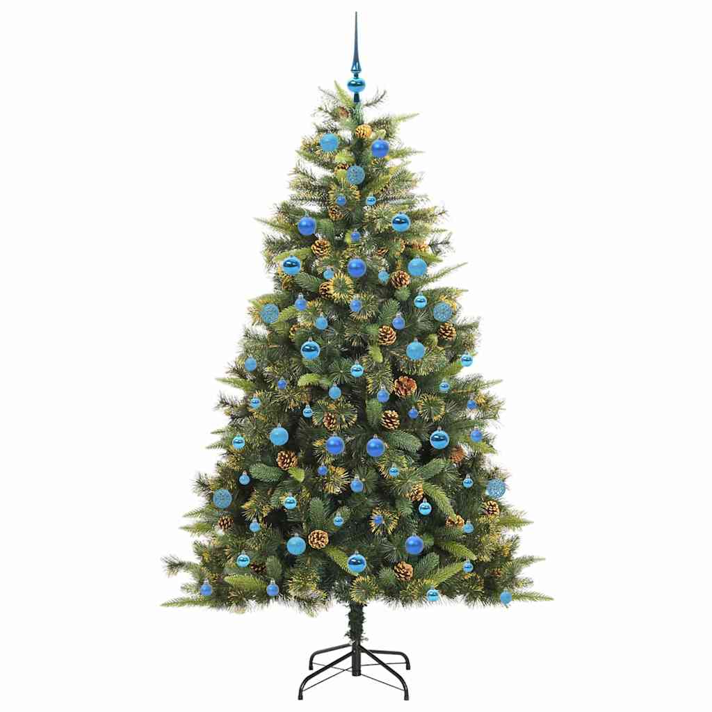 Albero di Natale artificiale pieghevole con coni Verde 210 cm