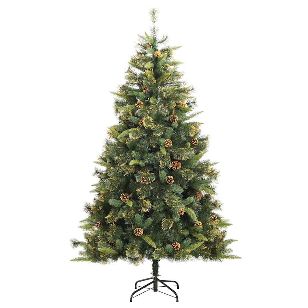 Albero di Natale artificiale pieghevole con coni Verde 210 cm
