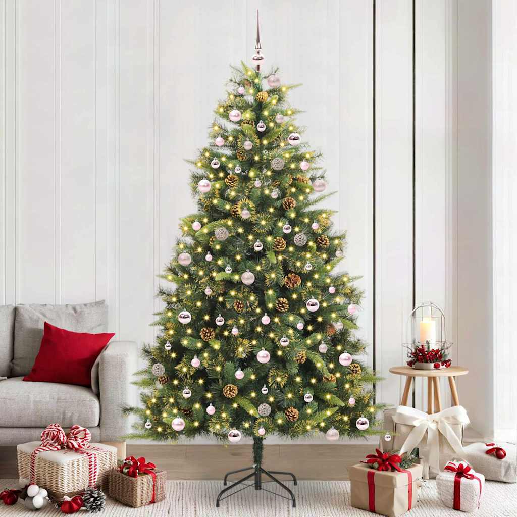 Albero di Natale artificiale pieghevole con coni 300 LED Verde