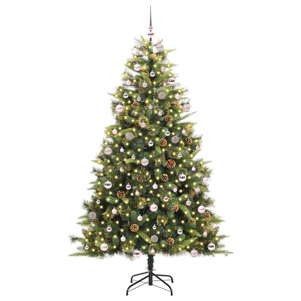 Albero di Natale artificiale pieghevole con coni 300 LED Verde