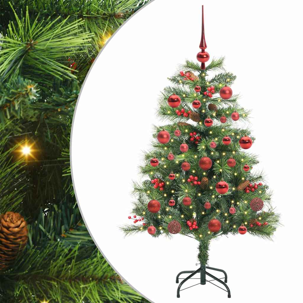 Albero di Natale artificiale 150 LED Bianco caldo PVC e Metallo