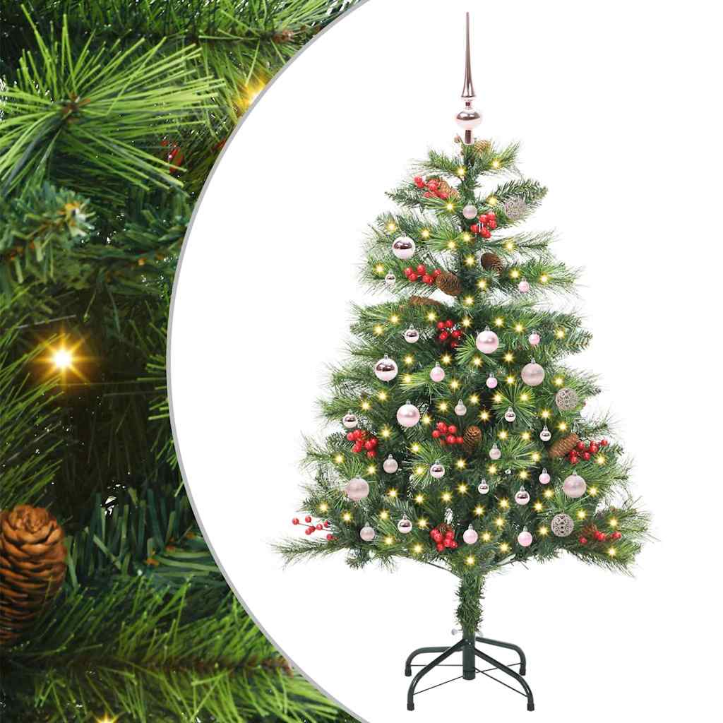 Albero di Natale artificiale 150 LED Bianco caldo PVC e Metallo