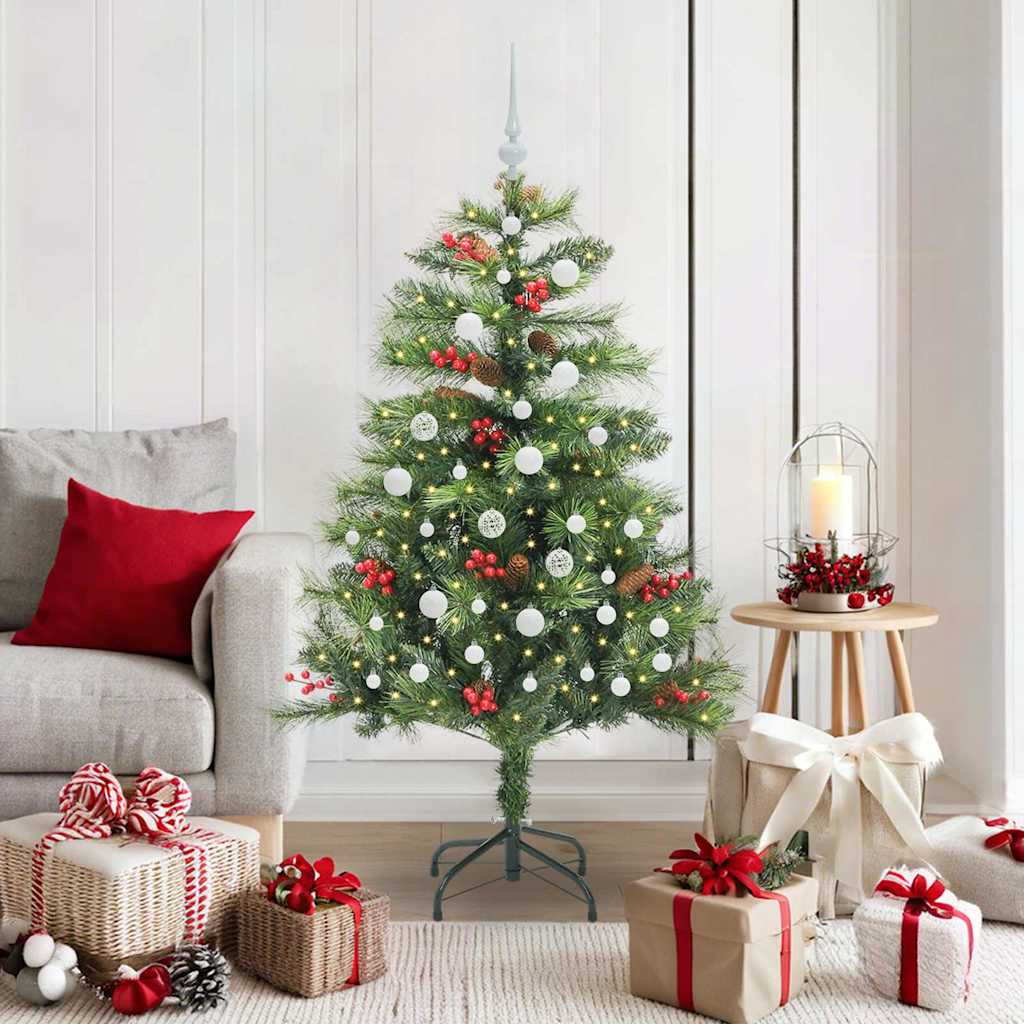 Albero di Natale artificiale 150 LED Bianco caldo PVC e Metallo