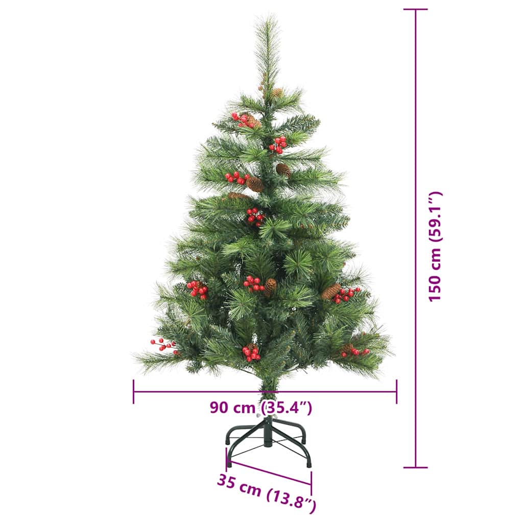 Albero di Natale artificiale 150 LED Bianco caldo PVC e Metallo