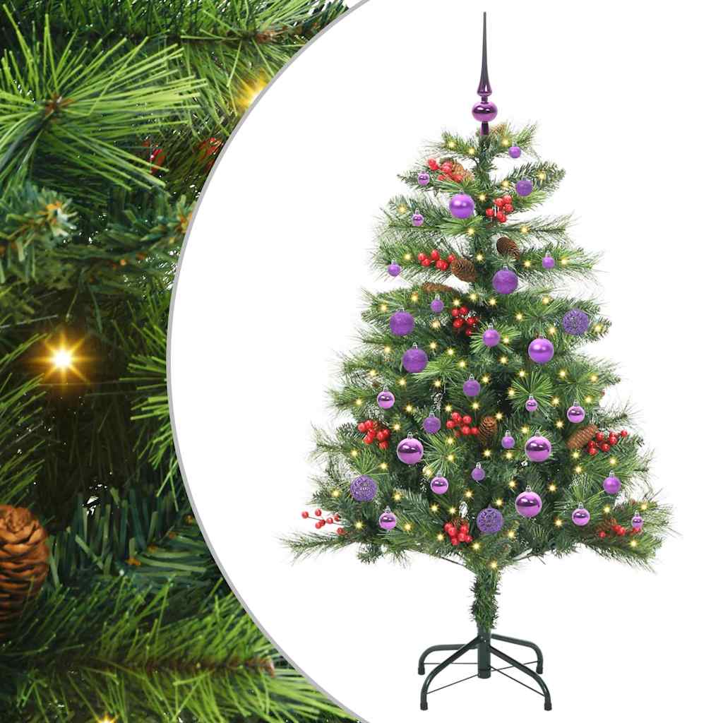 Albero di Natale artificiale 150 LED Bianco caldo PVC e Metallo