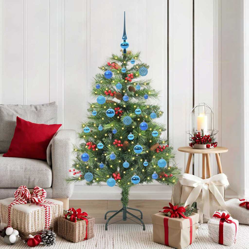 Albero di Natale artificiale 150 LED Bianco caldo PVC e Metallo