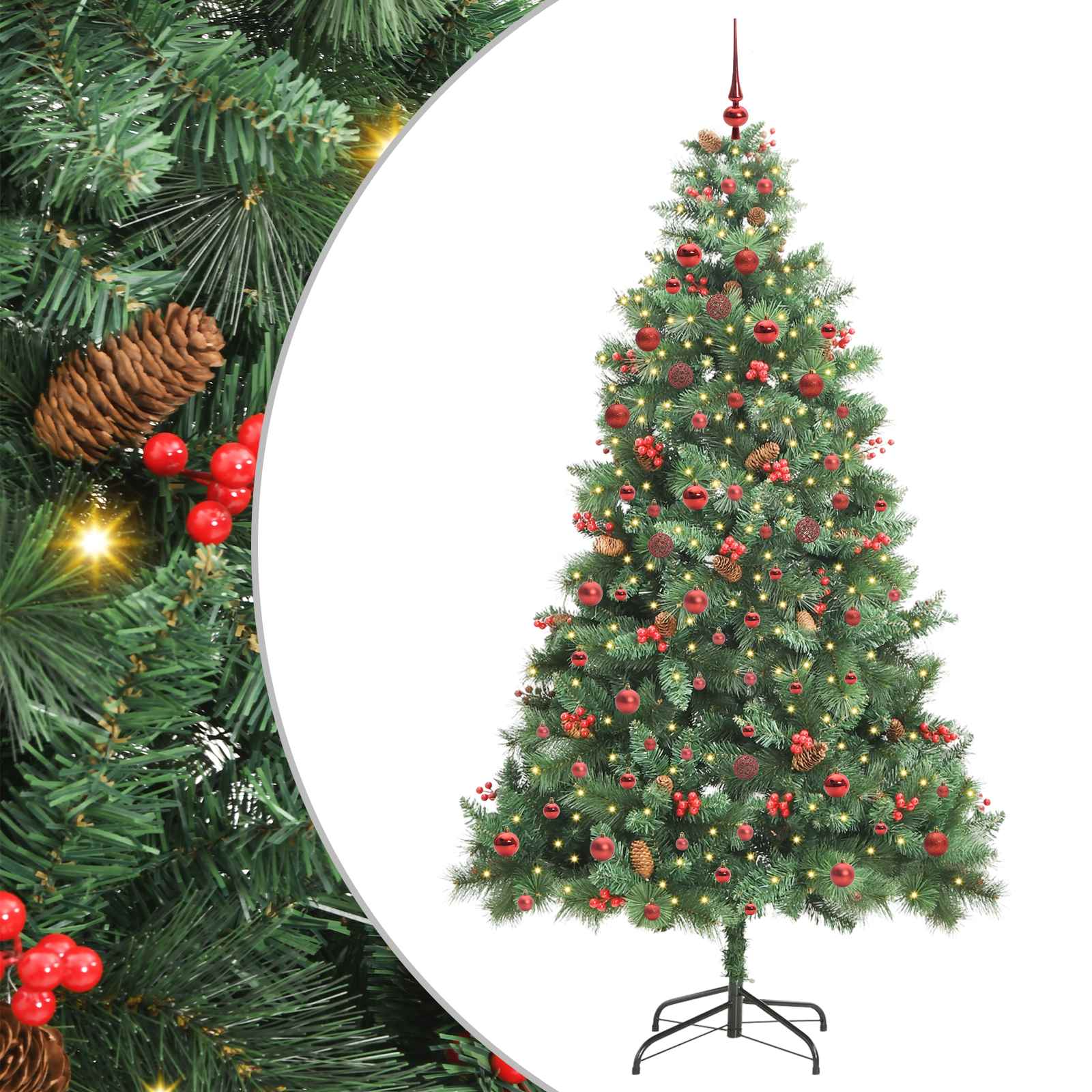 Albero di Natale artificiale 300 LED Bianco caldo PVC e Metallo
