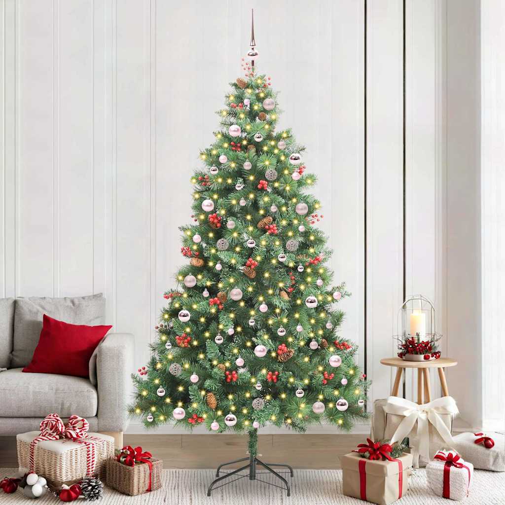 Albero di Natale artificiale 300 LED Bianco caldo PVC e Metallo