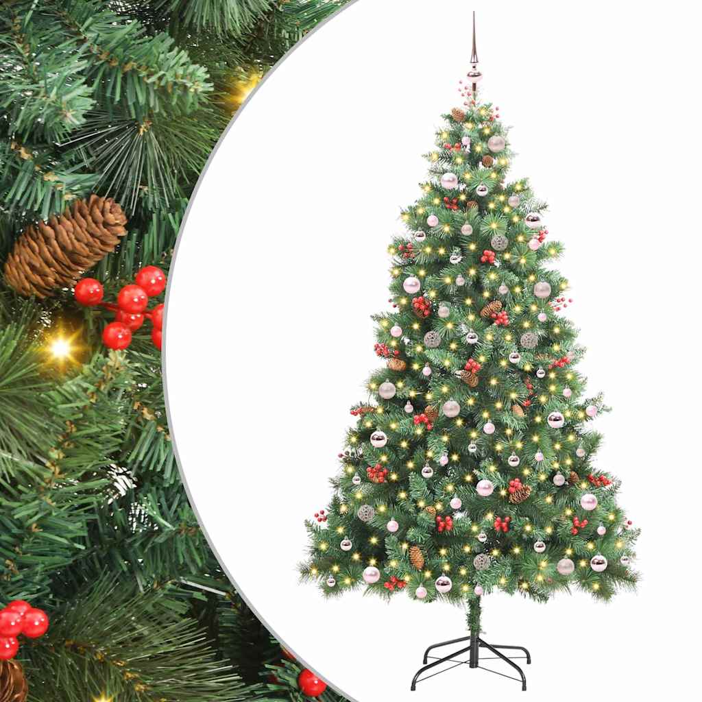 Albero di Natale artificiale 300 LED Bianco caldo PVC e Metallo