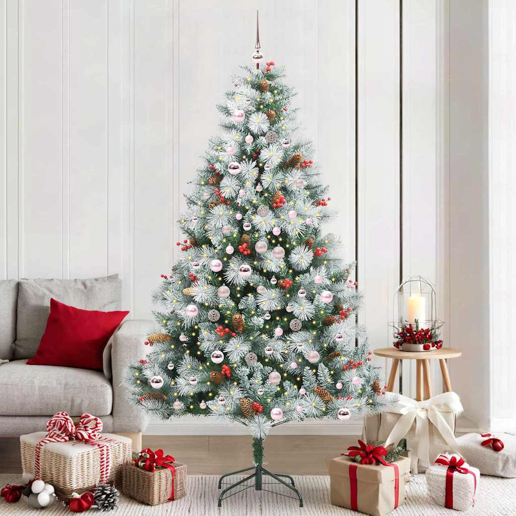 Albero di Natale artificiale Verde e bianco 210 cm