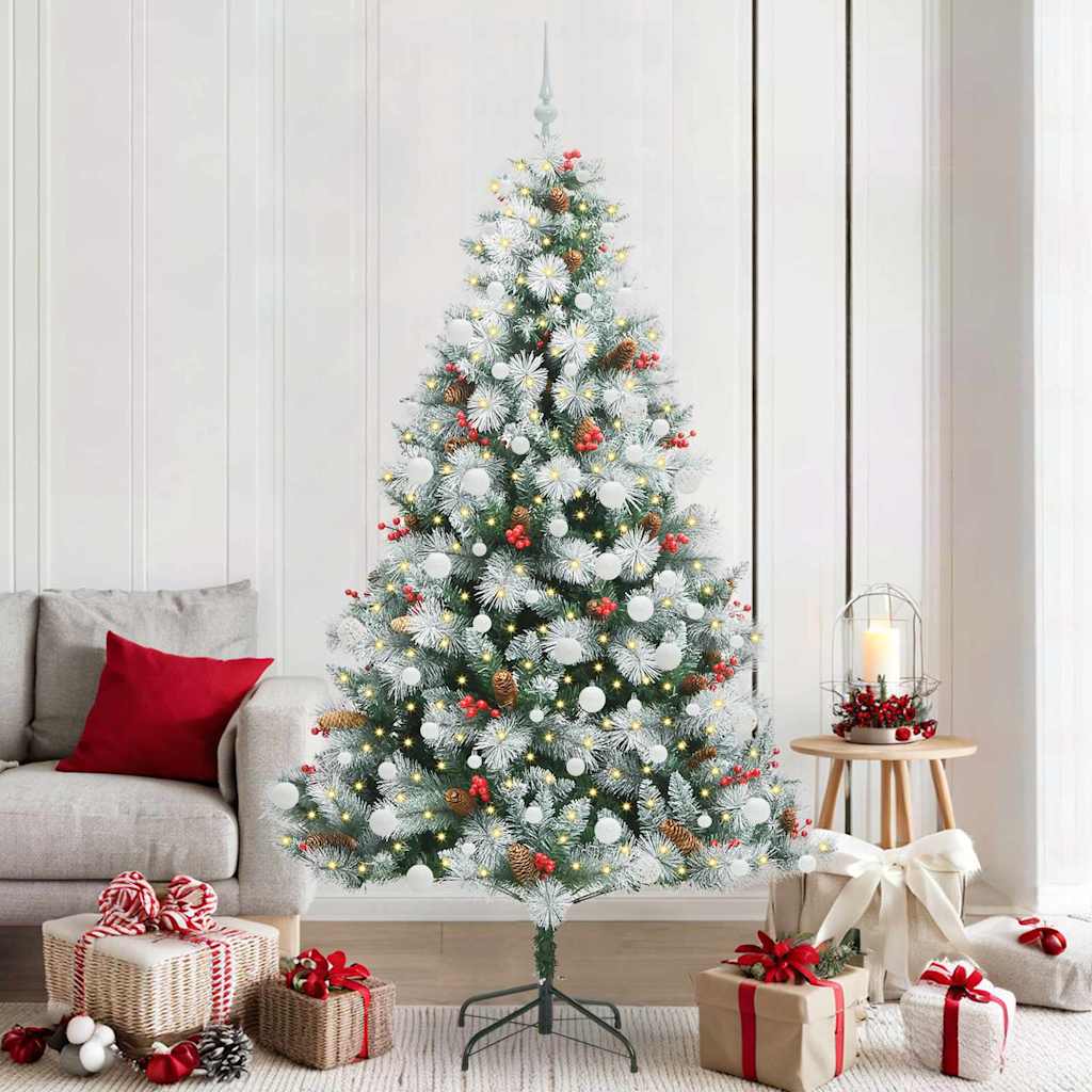 Albero di Natale artificiale Verde e bianco 210 cm