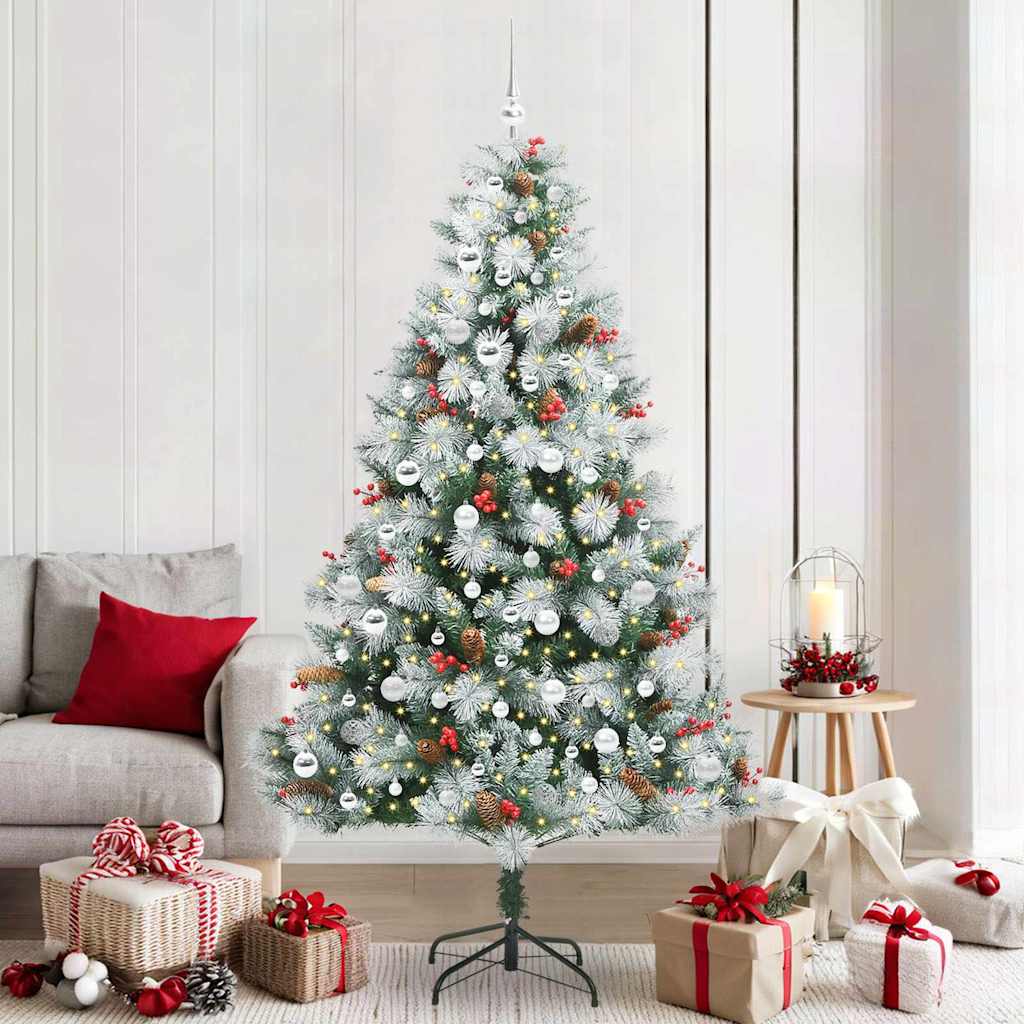 Albero di Natale artificiale Verde e bianco 210 cm