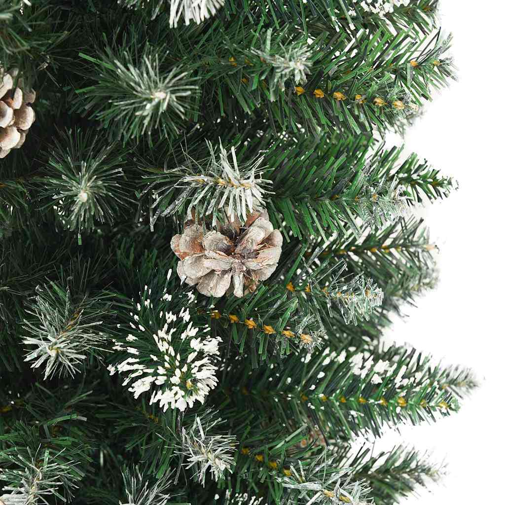 Albero di Natale Artificiale Sottile Verde e Bianco 120 cm
